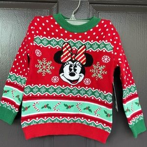 New! Adorable Minnie Mouse Holiday Sweater Size 3